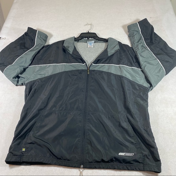 Reebok Jacket Men’s 2XL Zip Lined Jacket pockets Black gray light Windbreaker - Picture 14 of 14